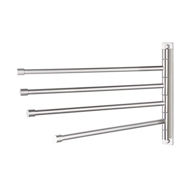 KES Swivel Towel Bar SUS 304 Stainless Steel 4-Arm Bathroom Swing Hanger Towel Rack Holder Storage Organizer Space Saving Wall Mount Brushed Finish, A2102S4-2