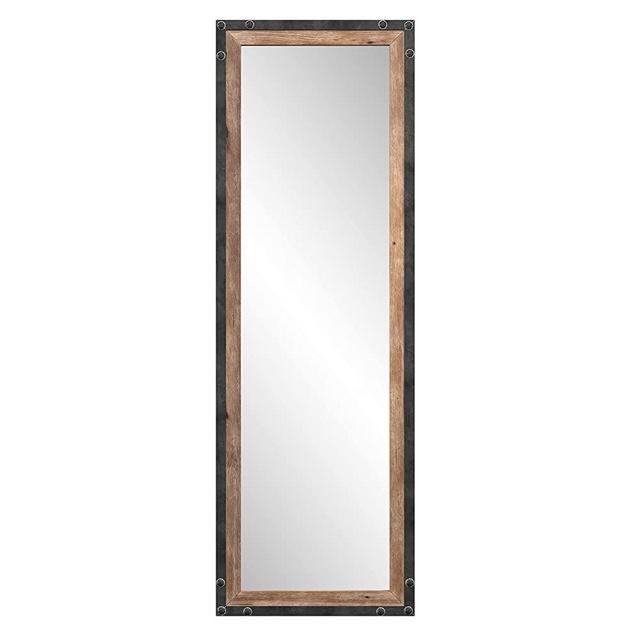 Barnyard Designs 16x48 Leaner Floor Mirror Full Length, Large Rustic Wall Mirror, Free Standing Leaning Hanging Wood and Metal Mirror Full Size, Farmhouse Long Mirror Bedroom Living Room, Brown