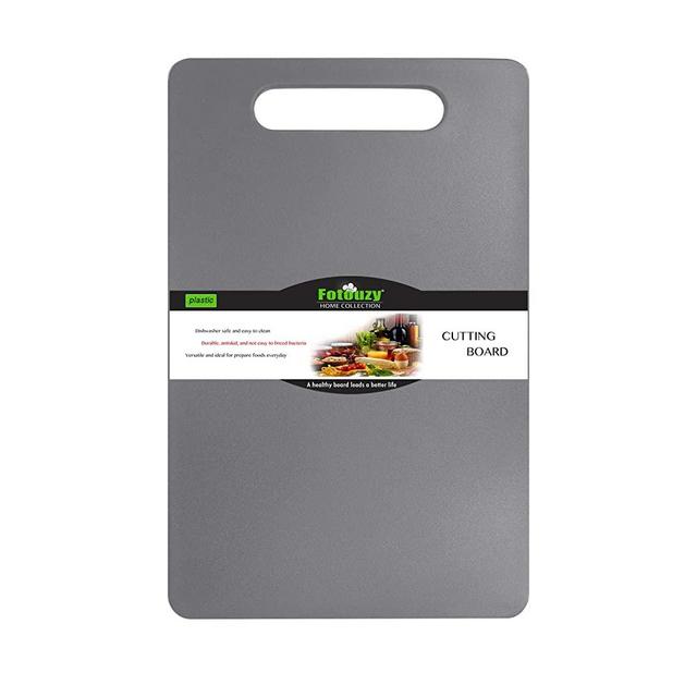 Fotouzy Plastic Utility Cutting Board with Handles, Food Safe PP Material, Fotouzy BPA Free, Dishwasher Safe, Thick Chopping Board, Large Size (15.5 x 10), Easy Grip Handle, for Kitchen (Gray)