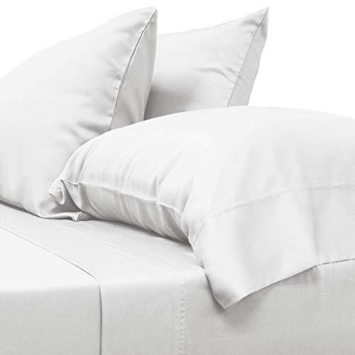 Cariloha Classic Bamboo Sheets 4 Piece Bed Sheet Set - Softest Bed Sheets and Pillow Cases - Lifetime Protection (Queen, White)