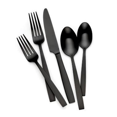 Skandia Clearview Satin 20 Piece Flatware Set, Service for 4 (Black)