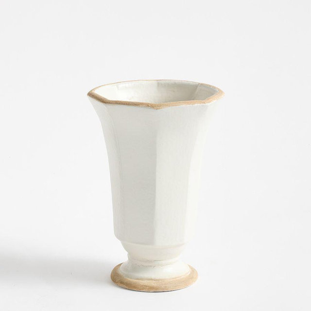 Ceramic Faceted Vase Medium Ivory