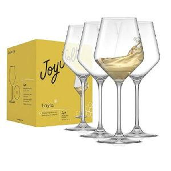 JoyJolt JoyJolt Layla White Wine Glasses, Set of 4 Italian Glasses, 13.5 oz Clear – Made in Europe