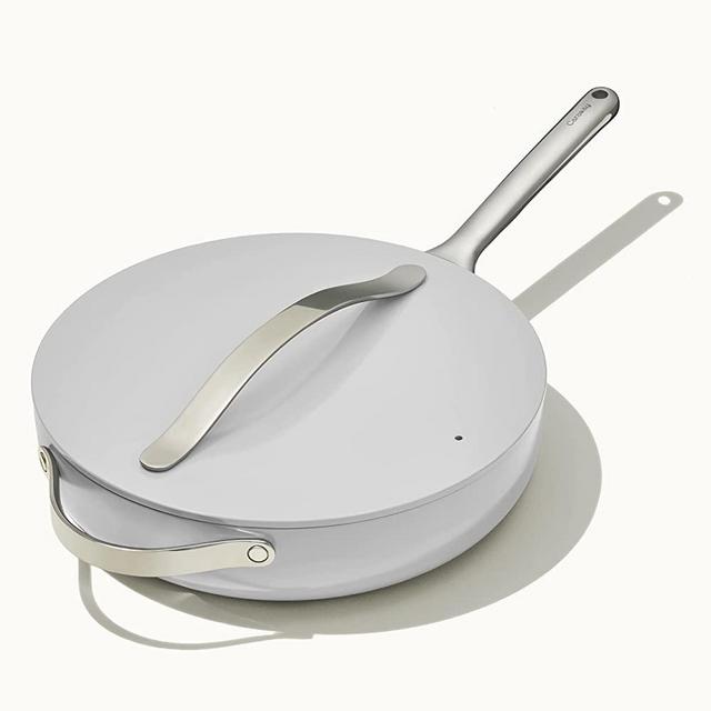 Caraway Nonstick Ceramic Sauté Pan with Lid (4.5 qt, 11.8") - Non Toxic, PTFE & PFOA Free - Oven Safe & Compatible with All Stovetops (Gas, Electric & Induction) - Gray