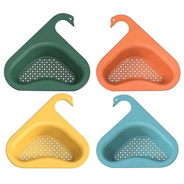 Swan Drain Basket Sink for Kitchen, Triangle Sink Drain Rack, Corner Kitchen Sink Strainer Basket, Multifunctional Kitchen Triangle Sink Filter, Fits All Sinks (mixed color)