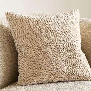 Sashiko Organic Cotton Velvet 20"x20" Travertine Beige Pillow Shams
