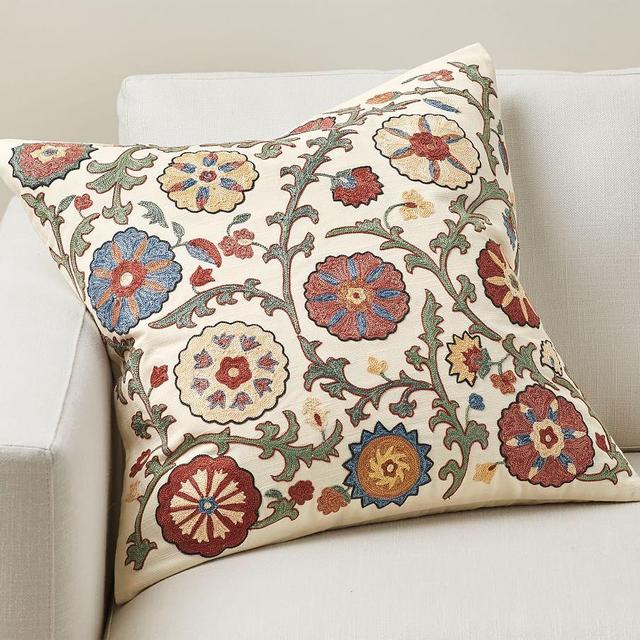 Penelope Embroidered Pillow Cover, 22" x 22", Multi