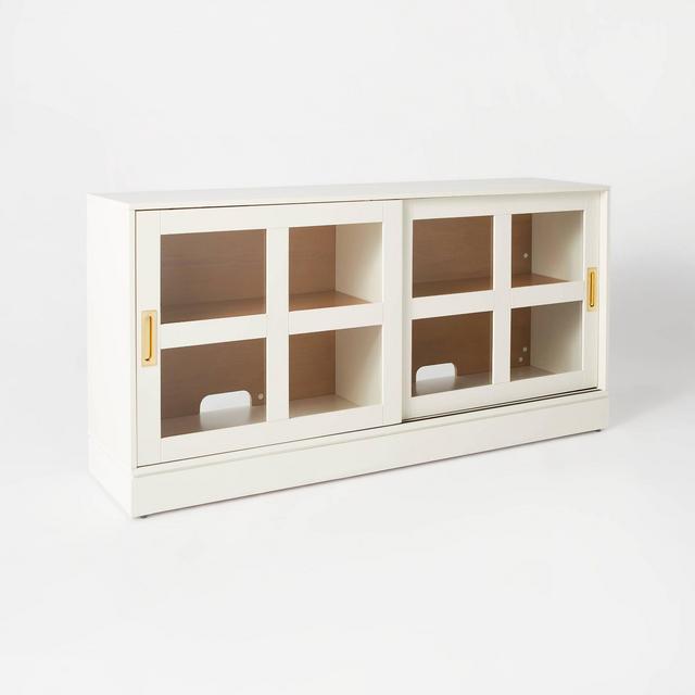 Promontory Sliding Glass TV Stand for TVs up to 64" - Threshold™ designed with Studio McGee