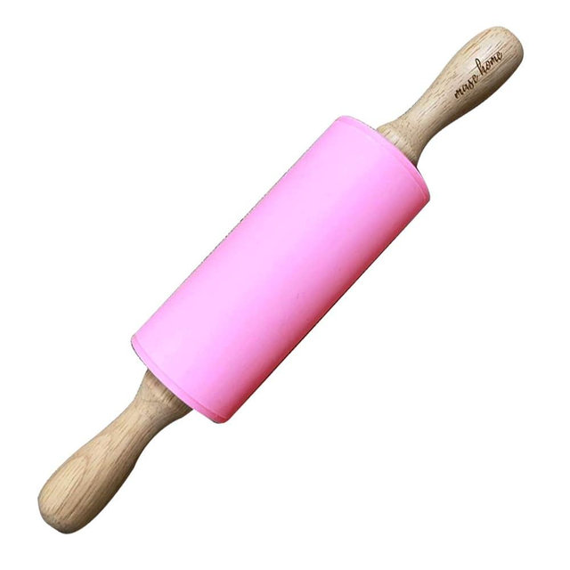 Mini Silicone Rolling Pin for Kids Baking – | Ideal for Toddlers, Playdough, Clay, Cookies & Pastry - 9" Small Size (Pink)