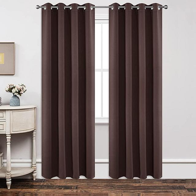 Joydeco Blackout Curtains 84 Inch Length 2 Panels Set, Thermal Insulated Long Curtains& Drapes 2 Burg, Room Darkening Grommet Curtains for Living Room Bedroom Window (W52 x L84 Inch, Chocolate)