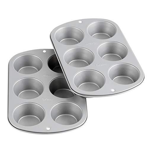 Wilton Recipe Right Non-Stick 6-Cup Standard Muffin Pan, Set of 2, Silver