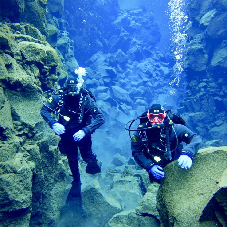Scuba diving right after we got dry suit certified!