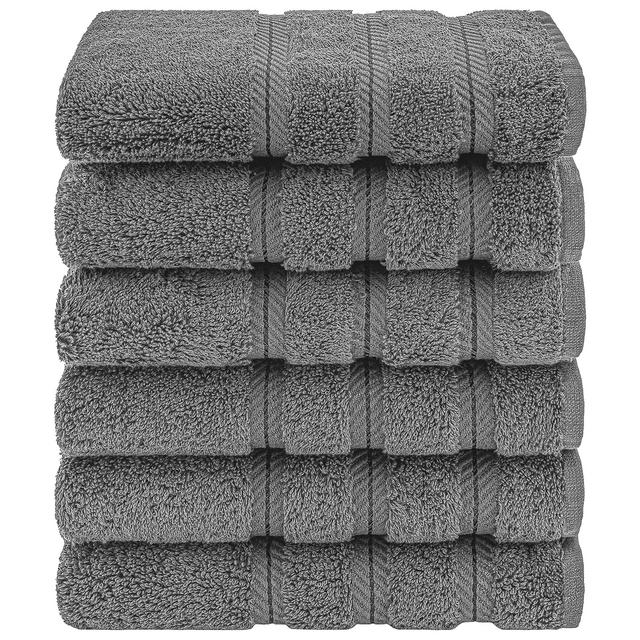 American Soft Linen, 6 Piece Hand Towel Set, 100% Turkish Cotton 16 in 28 in Hand Towels for Bathroom, Soft Absorbent Hotel Quality Quick Dry Hand Face Towels, Dark Gray