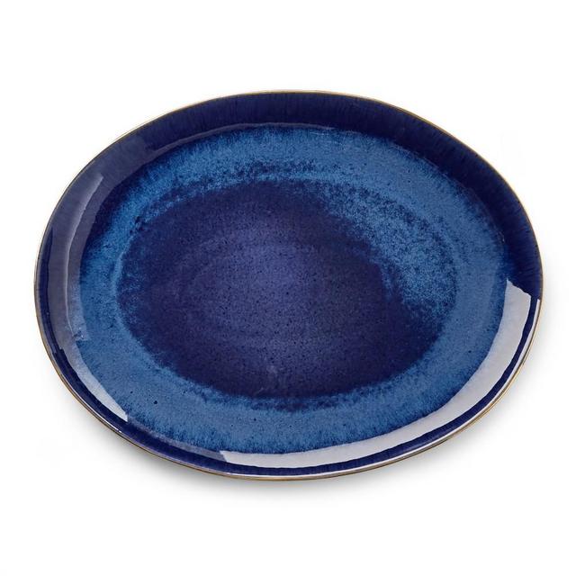 Drip Glaze Platter, Indigo Blue