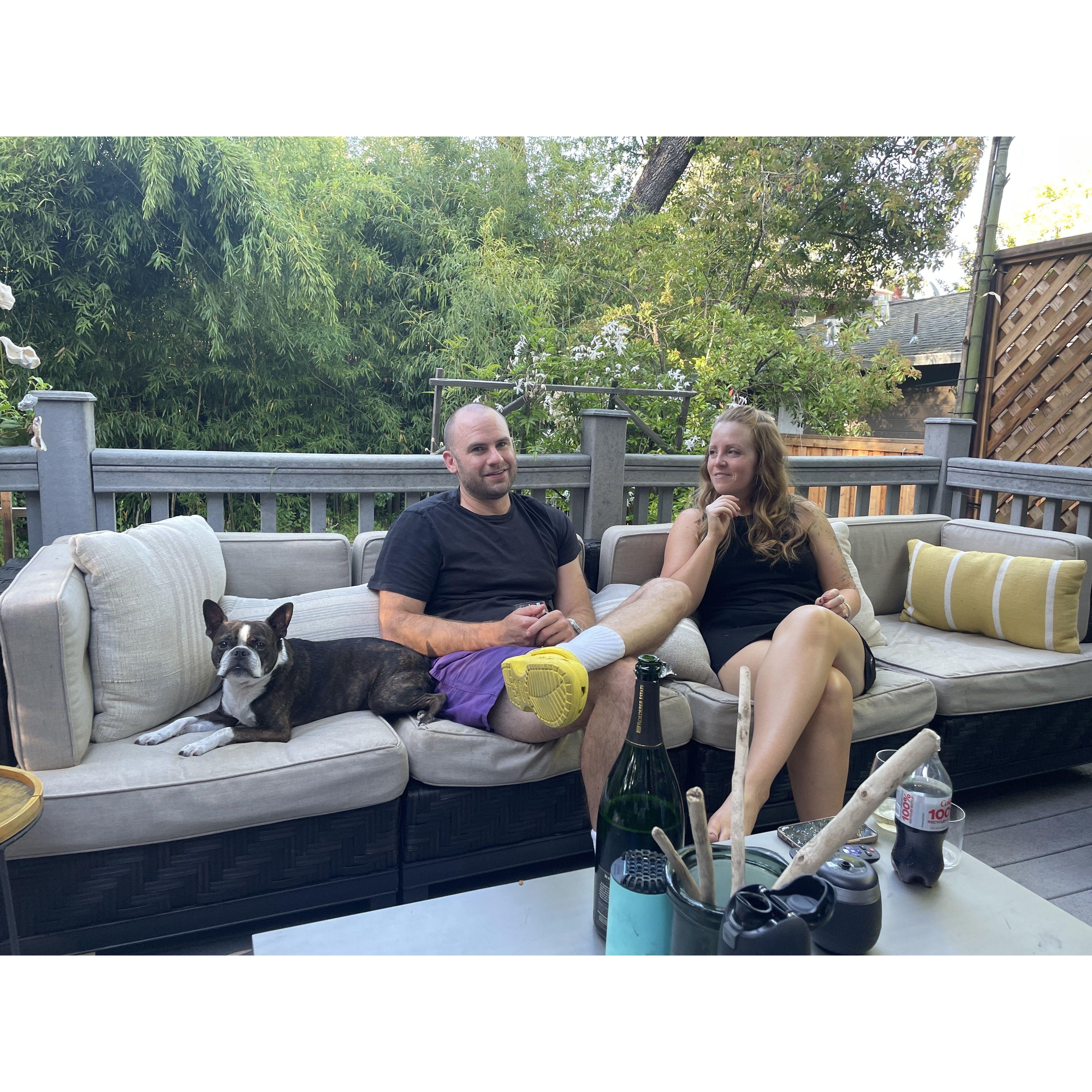 Enjoying time on our patio