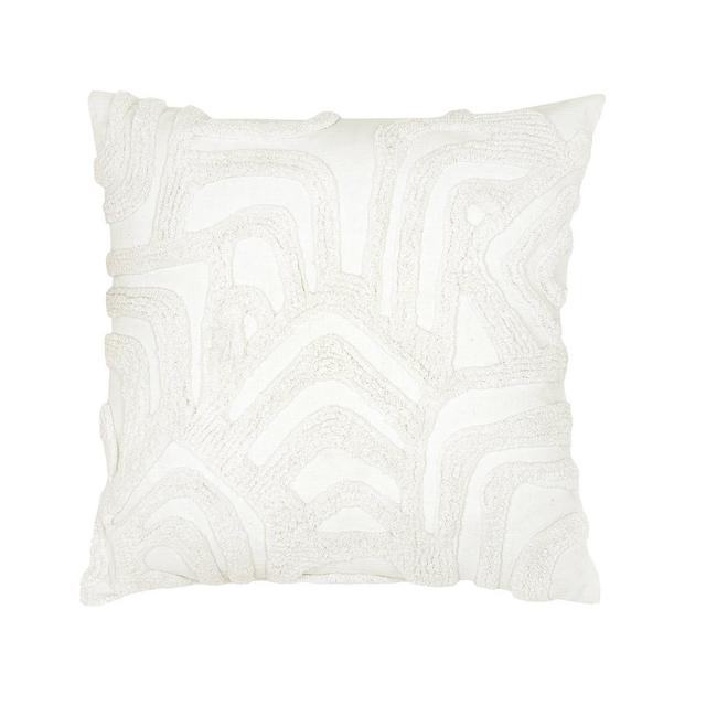 Kobo Tufted Decorative Pillow White - Rochelle Porter: Bohemian Style, Square Shape, Cotton, Indoor Use