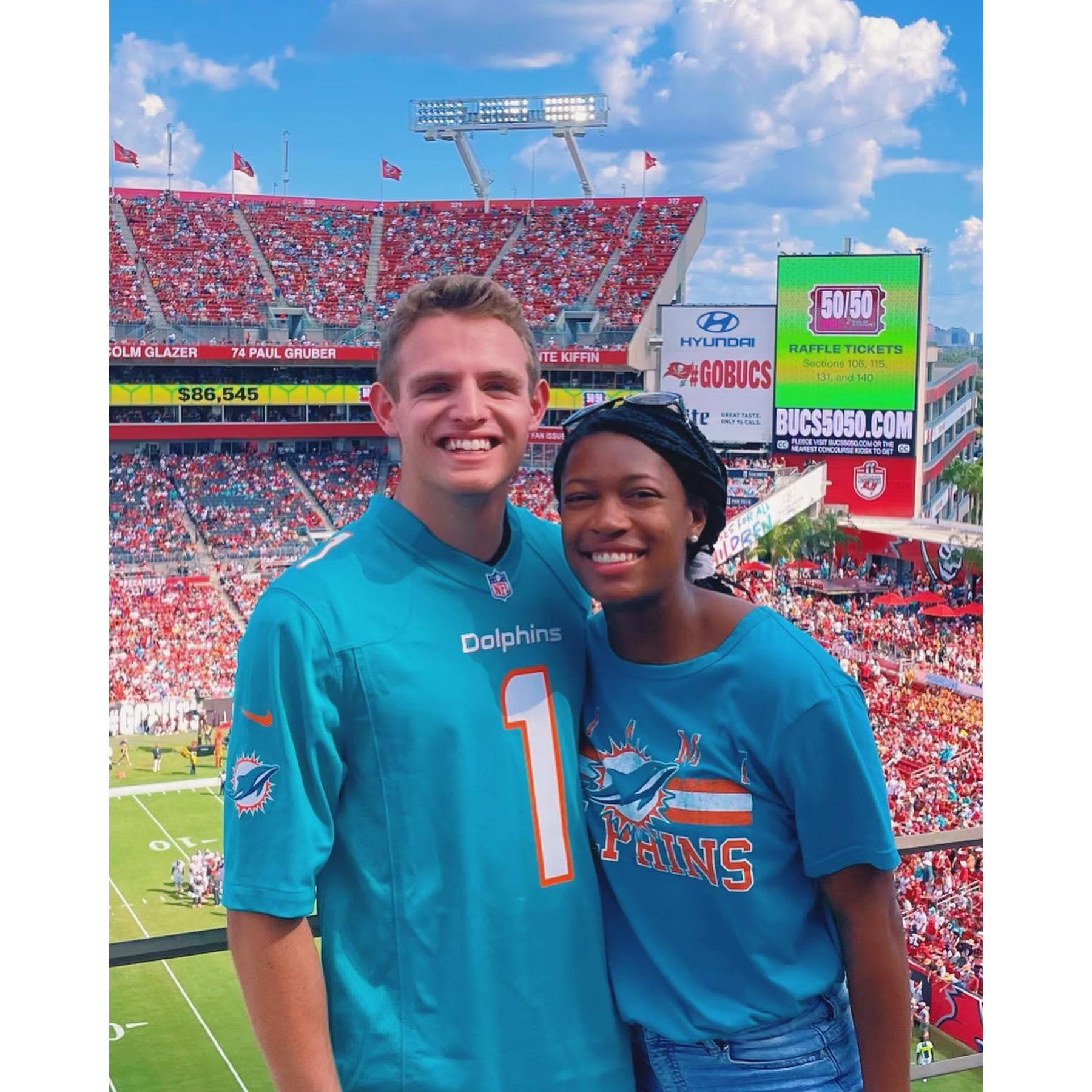One month mark of dating in Tampa. Got to see Tom Brady live but the Dolphins got destroyed... sigh...