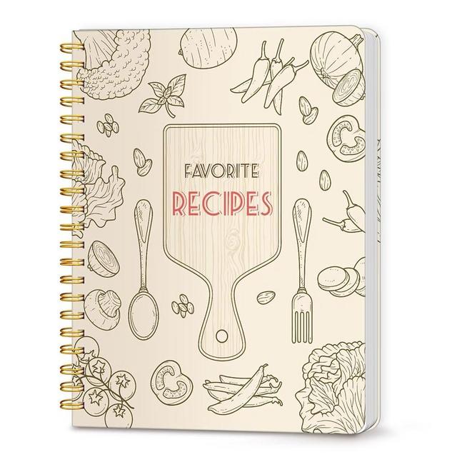 LuBudingJoy Blank Recipe Notebook to Write in Your Own Recipes, Full Page Sprial Hardcover Personal Recipe Organise, Recipe Journal Hold 140 Recipes(Wood Color)