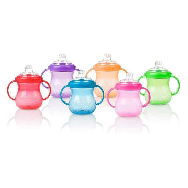 Nuby Two-Handle No-Spill Grip N' Sip Cup with Soft Spout, 10 Ounce, Colors May Vary
