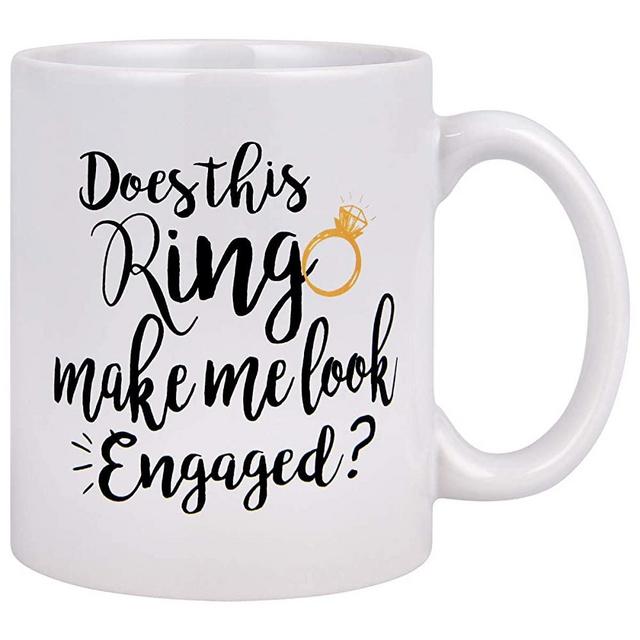 Funny Coffee Mug Does This Ring Make Me Look Engaged Coffee Tea Cup Funny Mug Novelty Gift for Men Women Birthday Festival Christmas Engagement