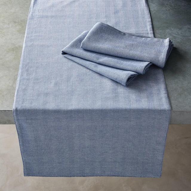 Open Kitchen by Williams Sonoma Herringbone Table Runner, Blue
