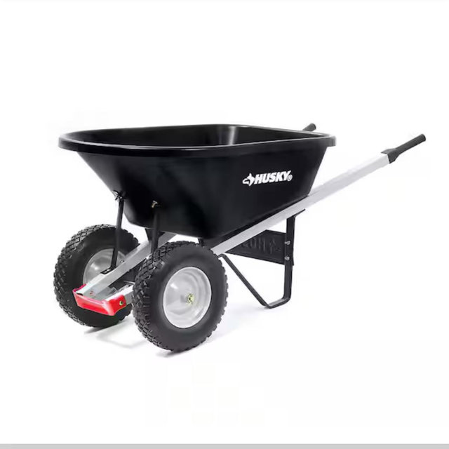 Husky 6 cu. ft. Dual-Wheel, Poly Wheelbarrow with 8 in. Flat-Free Tires 6CUwheelbarrow