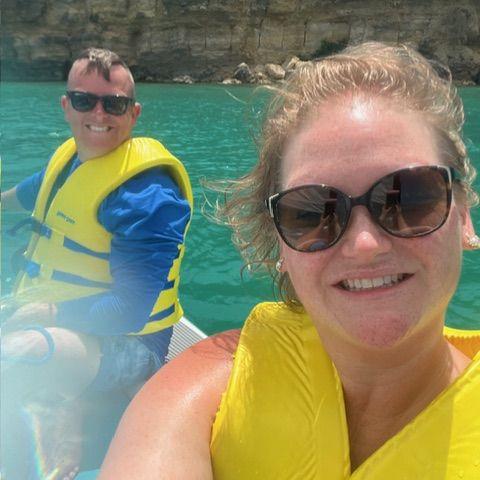 Brian loved the HobbyCats and Amanda enjoyed riding as a passenger. The water in Antigua was so clear and gorgeous.