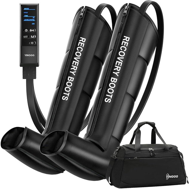 YINGGG Air Leg Massager with Compression: Professional Full Compression Boots with Adjustable 9 Intensities, Leg Massager for Circulation and Fatigue Relief for Post-Workout(Large)