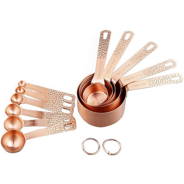 Measuring Cups and Measuring Spoons Set, Gold Measuring Cups Set and Gold Measuring Spoons Set, Stainless Steel Measuring Cups and Spoons Set , 5 Copper Measurer cup and 6 Copper Measure Spoons Set