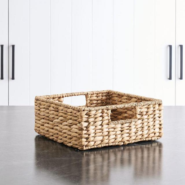 Savannah Seagrass Basket, Natural, Wide Utility Basket, 12"Wx12"Dx5"H​