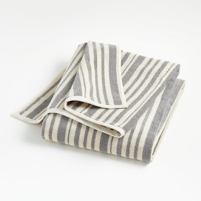 Crate & Barrel - Elmont Slate Stripe Bath Sheet