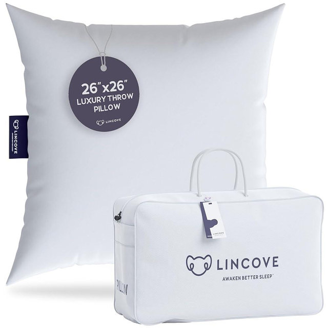 Lincove Euro Throw Pillow Insert Square 26"x26" Pillow – Made in Canada, 100% Cotton Shell, Down Alternative Filling, Vegan-Friendly, Hypoallergenic - Decorative Couch Pillows, 1 Pack