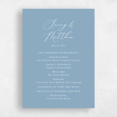 Dusty Blue Wedding Program - Niligan
