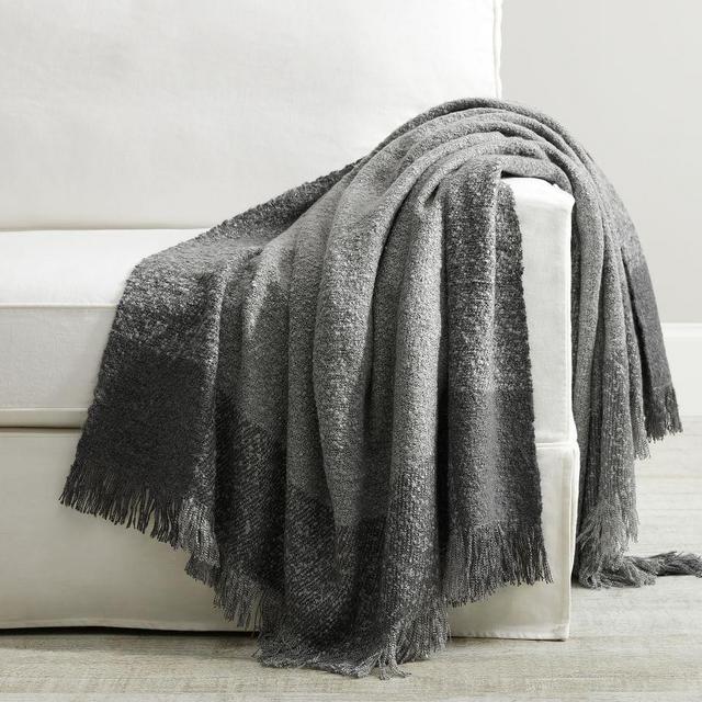 Heathered Boucle Personalized Throw, 50 x 60", Mineral Blue