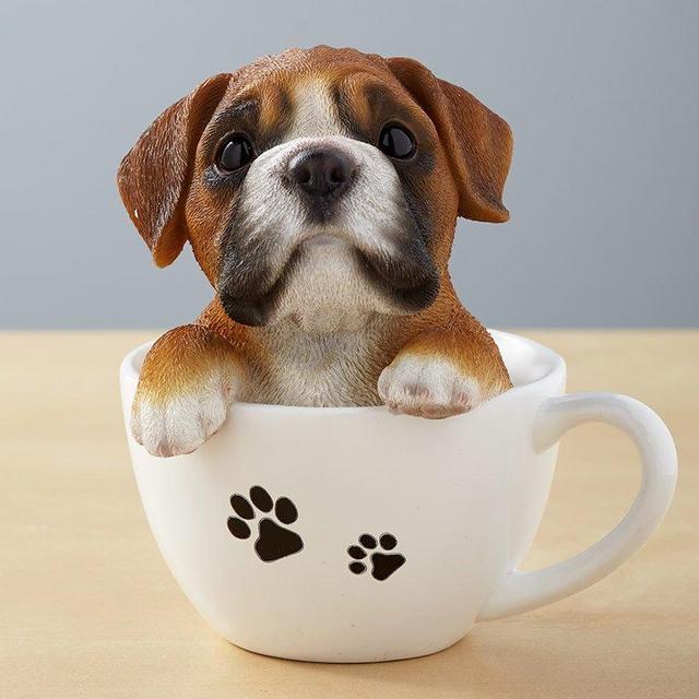 The Lakeside Collection Dog Figurine - Teacup Pup - Gifts for Dog Lovers - Boxer