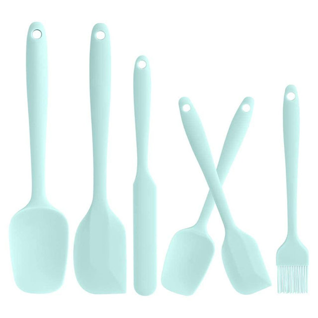 Rebekah Heat Resistant Silicone Spatula Set, Nonstick Premium Rubber Kitchen Utensil for Baking, Cooking, Mixing Tools, BPA Free, Aqua
