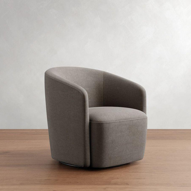 Preston Upholstered Swivel Armchair, PLY CSH, Performance Everydayvelvet™ Carbon