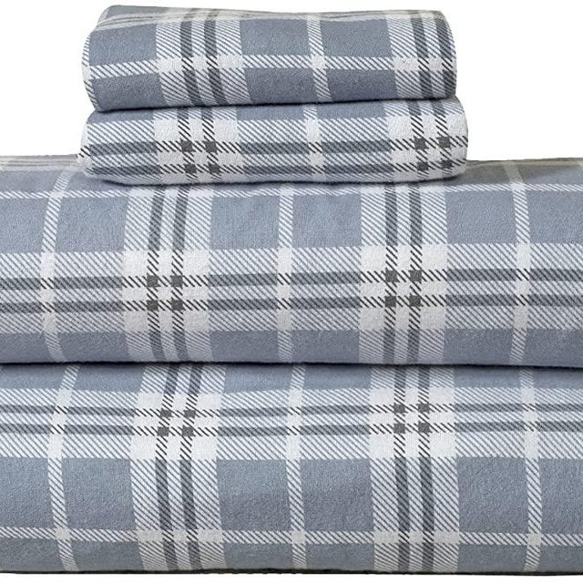 Bliss Casa 4 Piece 100% Cotton Flannel Sheet Set Queen - High GSM Deep Pockets, Warm Breathable Flannel Sheet Set. Flannel Bed Set Includes 1 Flat Sheet, 1 Fitted Sheet & 2 Pillowcases (Casa)