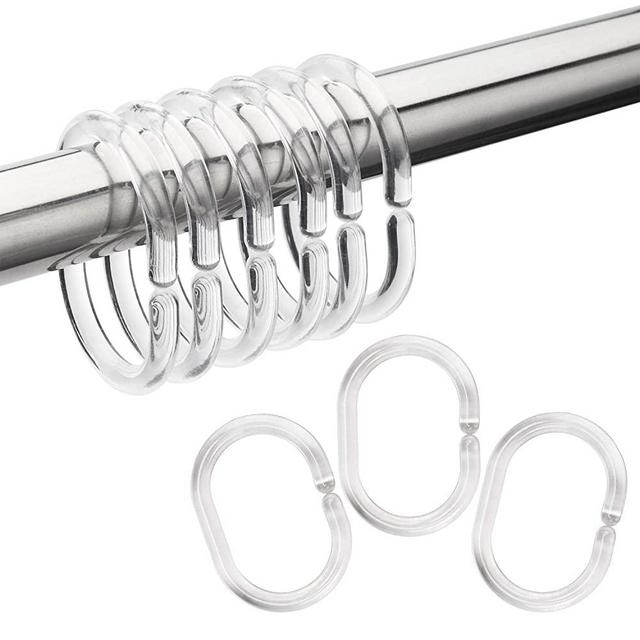 Amazer 24 PCS Shower Curtain Rings Plastic Shower Curtain Hooks for Bathroom Shower Rod - Clear