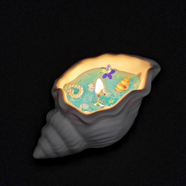 Seashell Aromatic Candle – Lemon Mint & Grapefruit Scent, Nutmeg Oolong Tea & Jasmine, Sandalwood & Cedarwood – Coastal-Inspired Home Décor