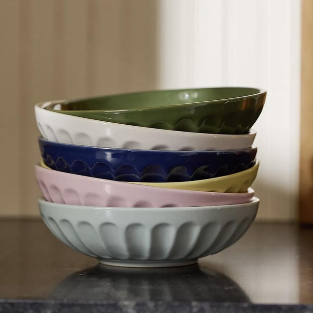 The Latte Stoneware Pasta Bowls, Assorted Set of 6: Amelie Edition
