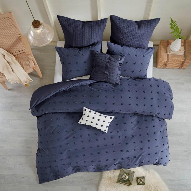 Kay Full/Queen 7pc Cotton Jacquard Duvet Cover Set Indigo Blue