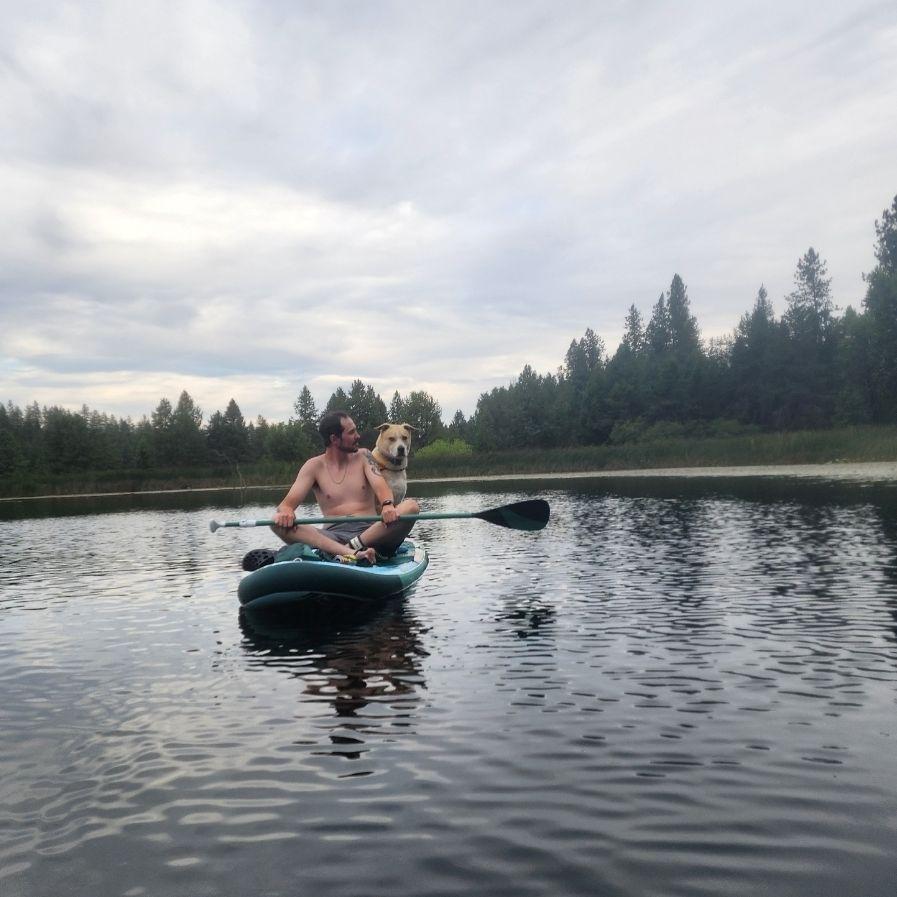 Of course we paddle board with the dogs!!