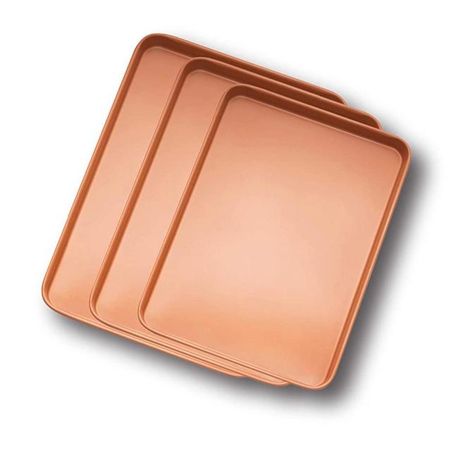 GOTHAM STEEL 1806 3 Pack Cookie Shhet, Copper