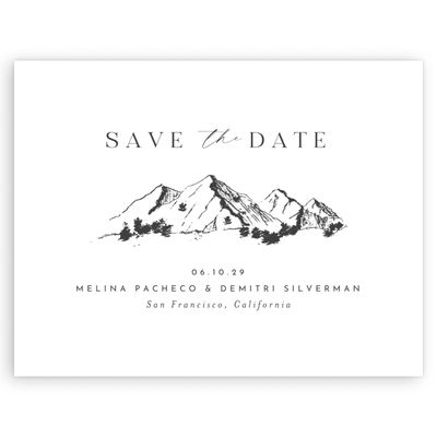 Dark Charcoal, White Wedding Digital Save the Date - Crispin Landscape