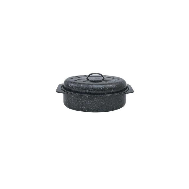Granite Ware Porcelain Enamel Covered Roaster 7 lb Black 2 pk