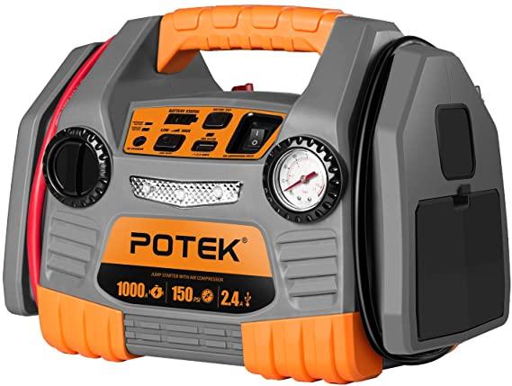 POTEK Car Jump Starter with 150 PSI Tire Inflator/Air Compressor