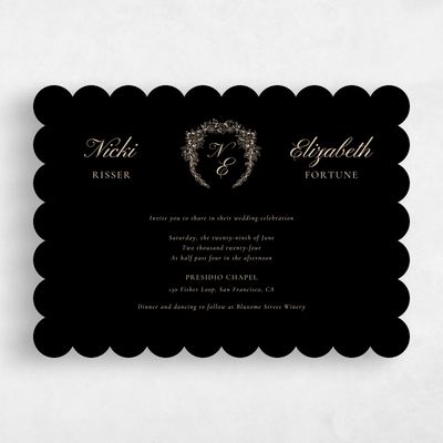 Black Scalloped Wedding Invitation - Pasquo Landscape