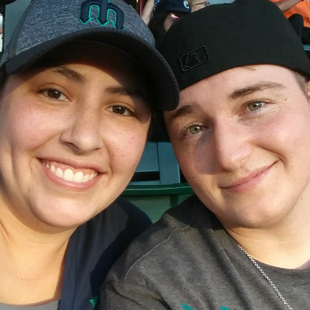 Our first baseball game. Fun fact: we are good luck because our team won!