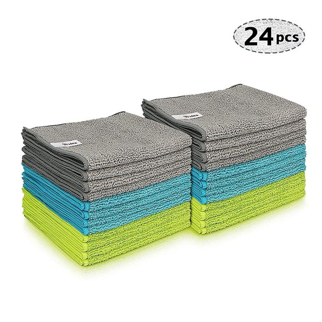AIDEA Microfiber Cleaning Cloths Softer Highly Absorbent, Lint Free Streak Free for House, Kitchen, Car, Window Gifts(12in.x 16in.)—24PK